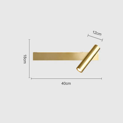 Gold-colored modern wall light with sleek rectangular base and adjustable cylindrical head for bedroom reading decorbites copper wall