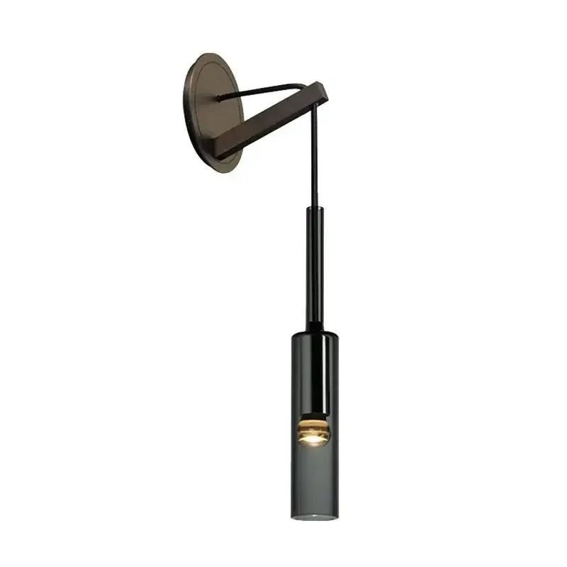 Modern black cylindrical wall sconce with frosted glass and adjustable arm for bedroom decorbites elegant crystal wall decor