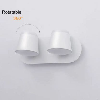 White minimalist 360-degree rotatable dual-light decorbites adjustable led wall lamp for modern bedroom sconce decor