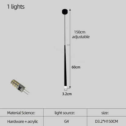 Adjustable black decorbites conical chandelier stair lamp with g4 led bulb and acrylic hardware for modern kitchen lighting