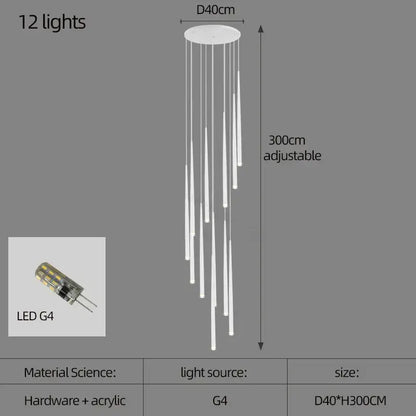 White modern decorbites conical chandelier with 12 adjustable led g4 bulbs for chandelier stair lamp lighting