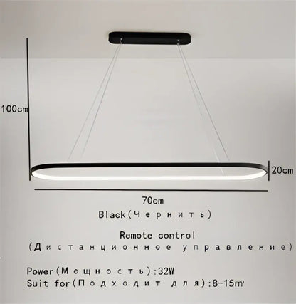 Black rectangular pendant lamp with sleek modern design and 32w power from decorbites designer oval collection for dining room
