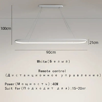 White modern minimalist pendant lamp with sleek elongated oval design and slim chains by decorbites designer oval