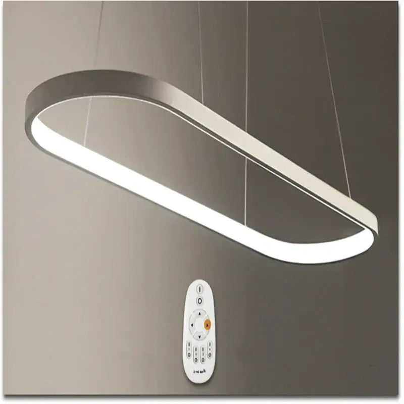 Modern black decorbites designer oval pendant lamp with silver-finished LED and integrated remote control for dining room