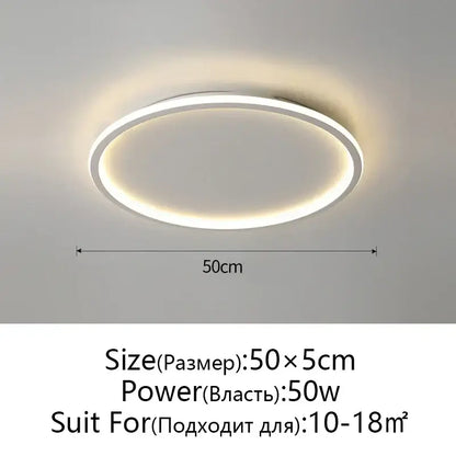 Modern black decorbites dimmable led ceiling light with sleek white frame and warm ambient glow for living room