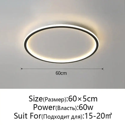 Modern black decorbites dimmable led ceiling light with sleek frame and warm white ring illumination for living room