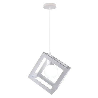 Modern black decorbites geometric led cube pendant kitchen light with white cube shade and sleek metallic frame