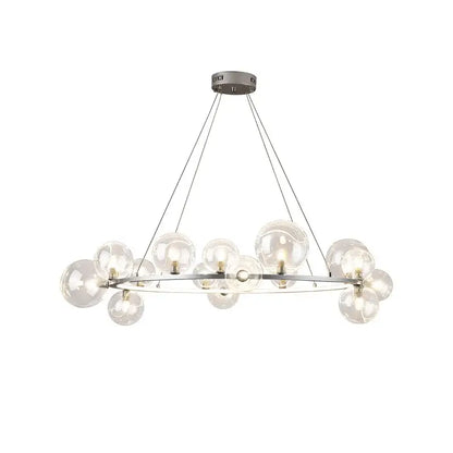 Modern black decorbites glass ball g9 led chandelier with chrome finish and clear glass globe bulbs for dining room