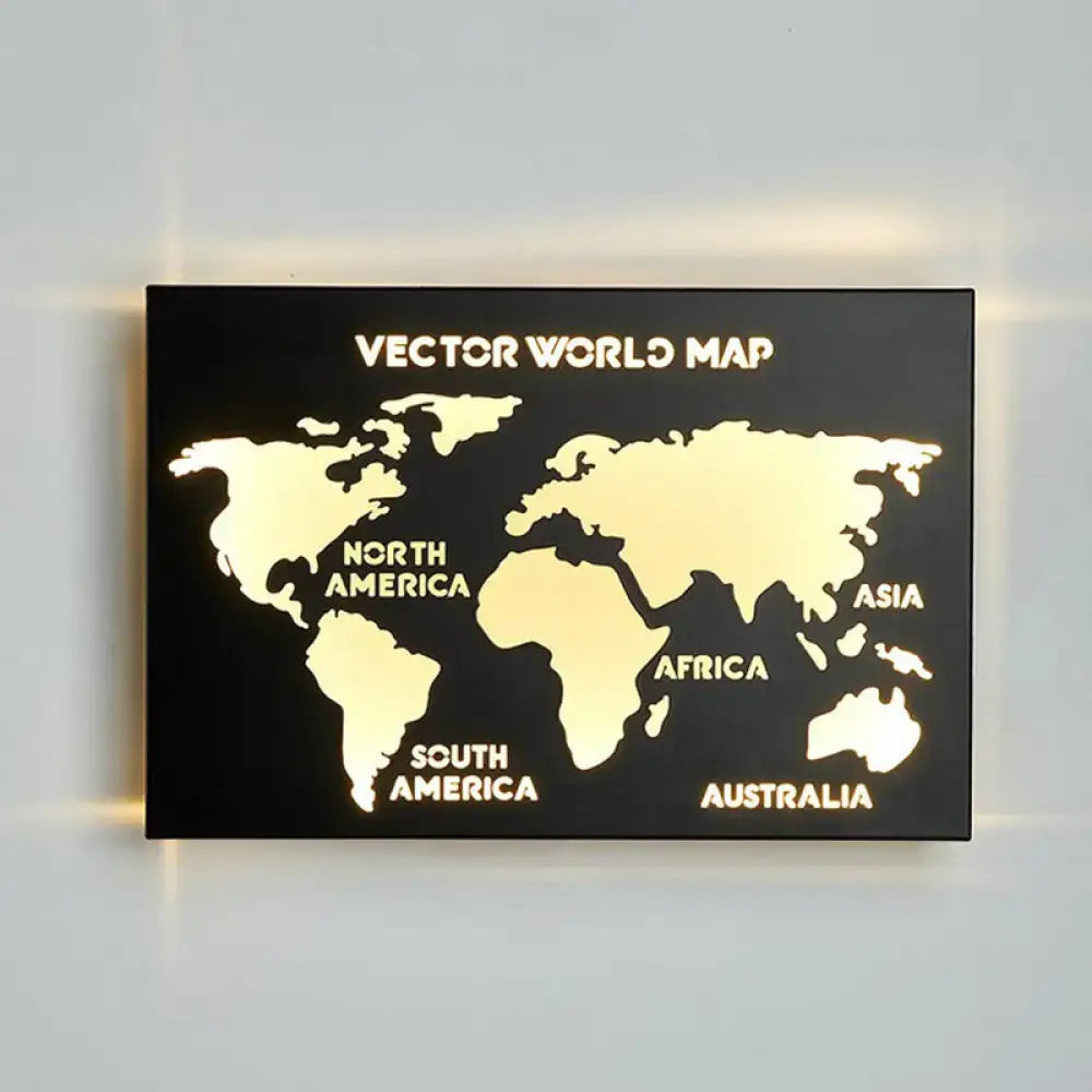 Modern black deer head wall sconce light with glowing gold vector world map for living room wall sconce light decor