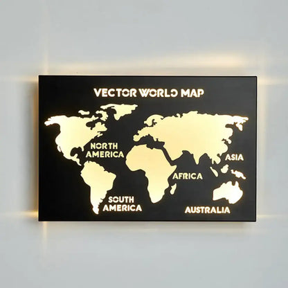 Modern black deer head wall sconce light with glowing gold vector world map for living room wall sconce light decor