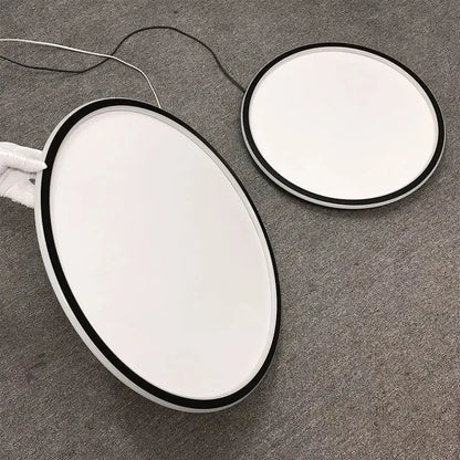 Modern black dimmable led ring ceiling light with oval white surface and black rim for living room ceiling light