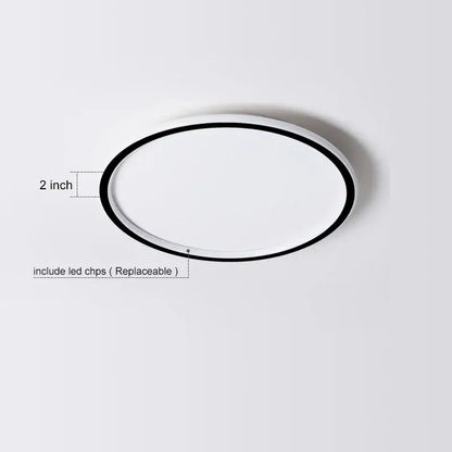 Modern black and white oval ceiling light with replaceable led chips dimmable led ring ceiling light for living room