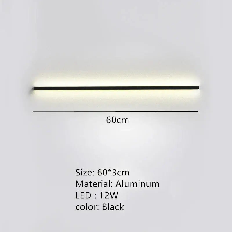 Black aluminum dimmable long wall lamp by decorbites with sleek modern design for bedroom ambient lighting decor