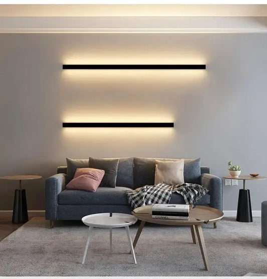 Modern black dimmable long wall lamp with warm ambient lighting for bedroom decorbites dimmable long wall use