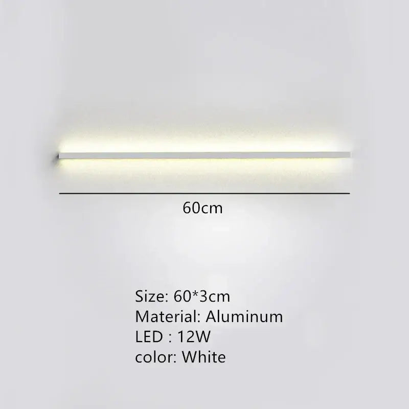 White aluminum led wall lamp with sleek modern design for bedroom ambient lighting by decorbites dimmable long wall