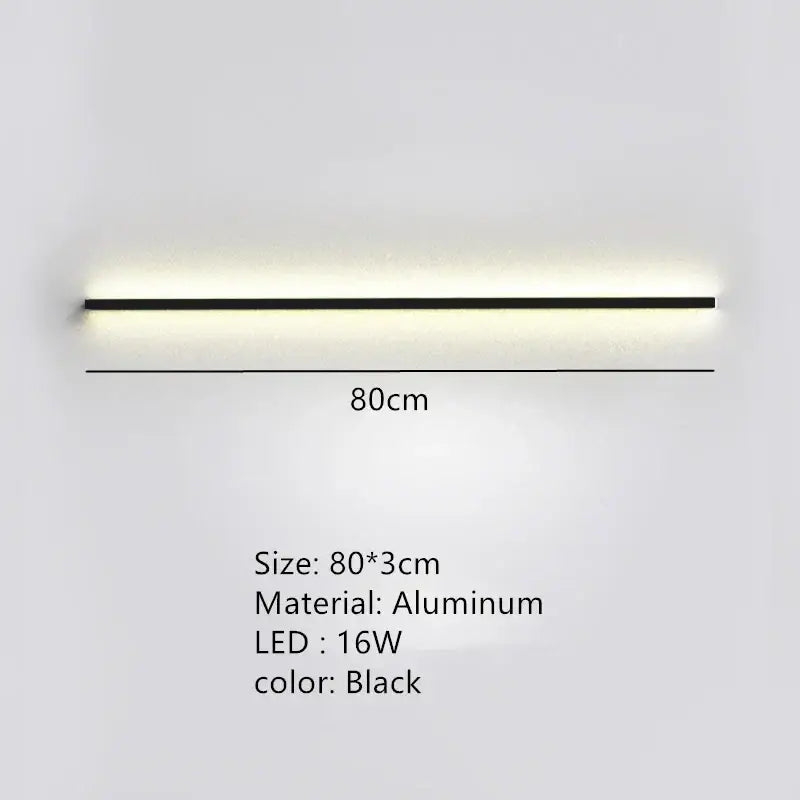 Black aluminum decorbites dimmable long wall lamp with sleek modern design for bedroom ambient lighting decor