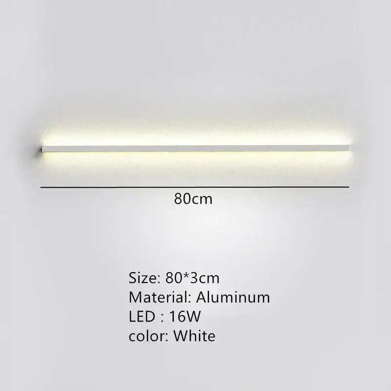 White aluminum wall lamp with sleek modern rectangular design for decorbites dimmable long bedroom ambient lighting