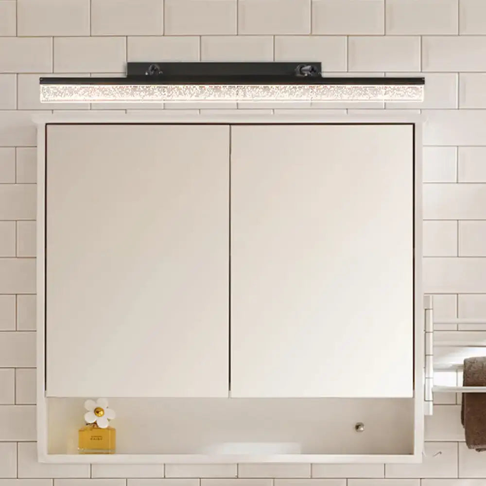 Modern black dual arm led vanity light warm white fixture mounted above white mirrored bathroom cabinet 220v-240v 110v-120v