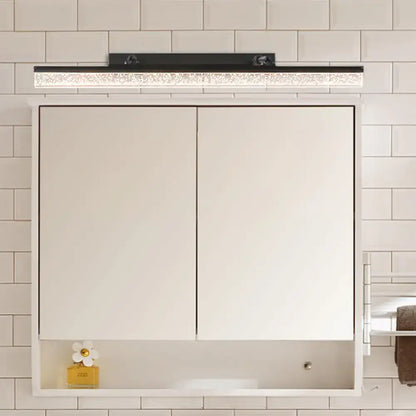 Modern black dual arm led vanity light warm white fixture mounted above white mirrored bathroom cabinet 220v-240v 110v-120v