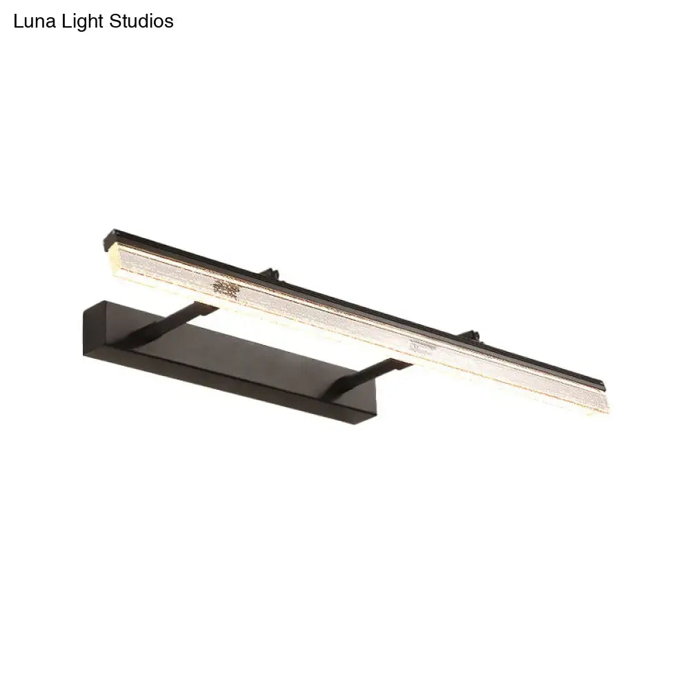 Modern black dual arm led vanity light with a sleek rectangular design and frosted glass diffuser in warm white 220v-240v 110v-120v
