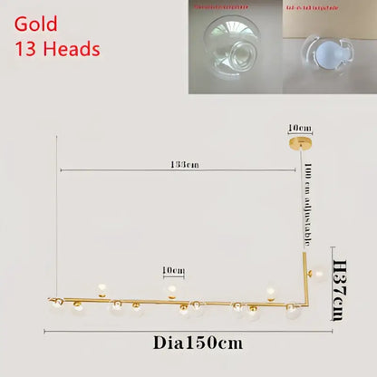Modern black dual glass lamp ceiling chandelier with gold spherical glass heads on adjustable arm for dining room decorbites dual glass lamp