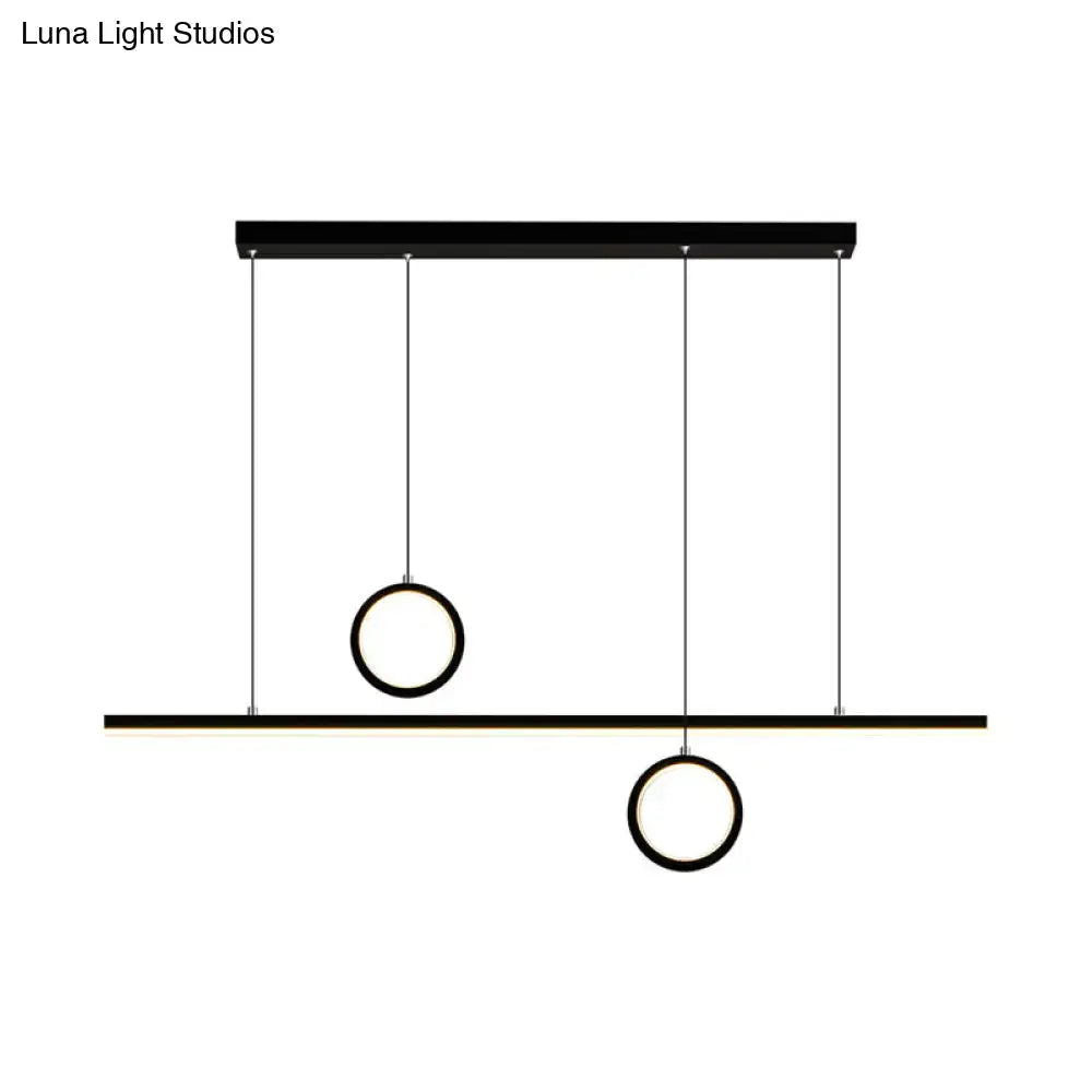 Modern black DecorBites Nordic dual ring LED acrylic pendant light with two circular rings for dining room island lighting