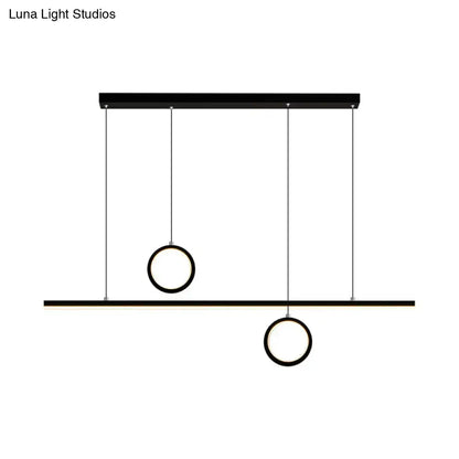 Modern black DecorBites Nordic dual ring LED acrylic pendant light with two circular rings for dining room island lighting