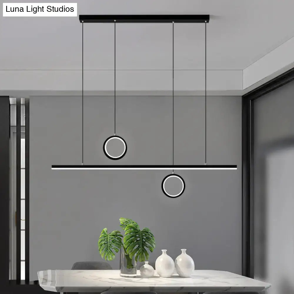 Modern black DecorBites™ Nordic dual ring acrylic pendant light with sleek LED elements for dining room island pendant light