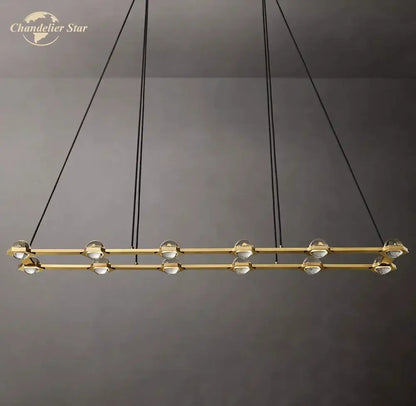 Modern black éclatant crystal chandelier pendant light with gold-toned spherical glass shades for living room use