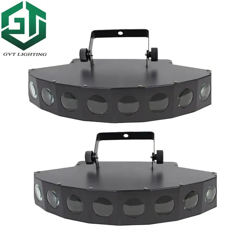 Modern black octagonal eight eyes led scanner beam light fixture with circular lenses and mounting handle for party rooms