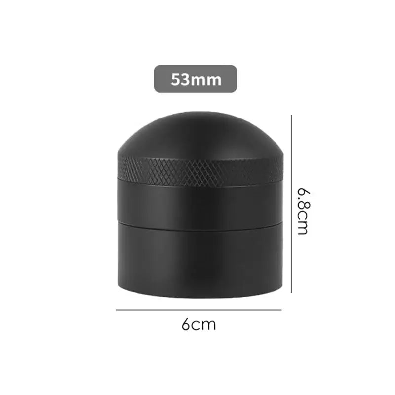 Modern black espresso needle distributor with textured grip and precise measurements for coffee grounds by decorbites