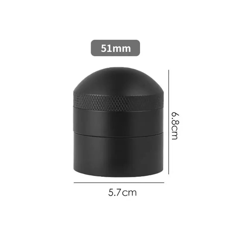 Black cylindrical metal espresso needle distributor with textured grip for coffee grounds by decorbites