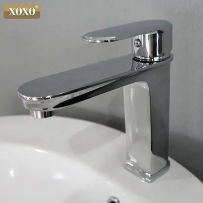 Chrome-finished xoxo brand basin faucet with sleek modern design in decorbites black finish brass for bathroom use