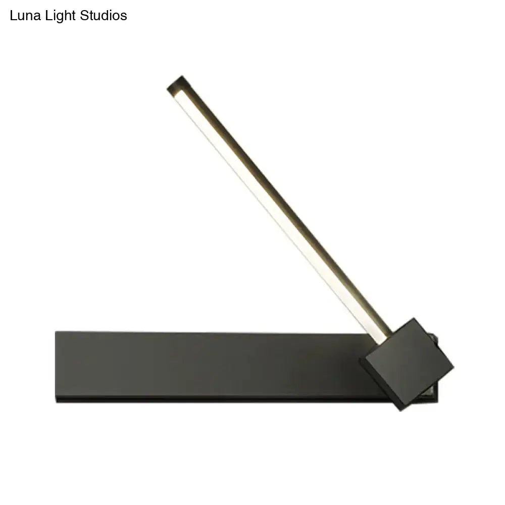 Modern black finish led wall sconce with sleek minimalist design and adjustable arm for bedroom lighting