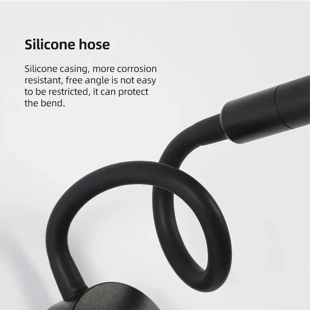 Modern black flexible gooseneck led wall sconces with black silicone hose featuring corrosion-resistant flexible casing for decorbites led wall use