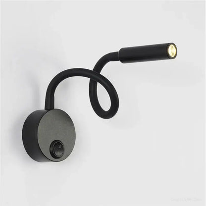 Modern black flexible gooseneck led wall sconces with circular base for bedroom reading by decorbites led wall
