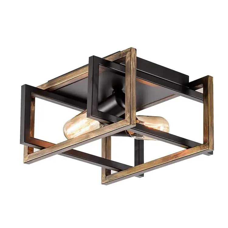 Modern black geometric ceiling chandelier with dark matte metal frame and rustic wood tones for living room decorbites black modern LED