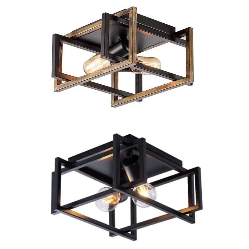 Modern black geometric ceiling chandelier with black metal frame and exposed Edison bulbs for living room decorbites black modern ceiling chandelier