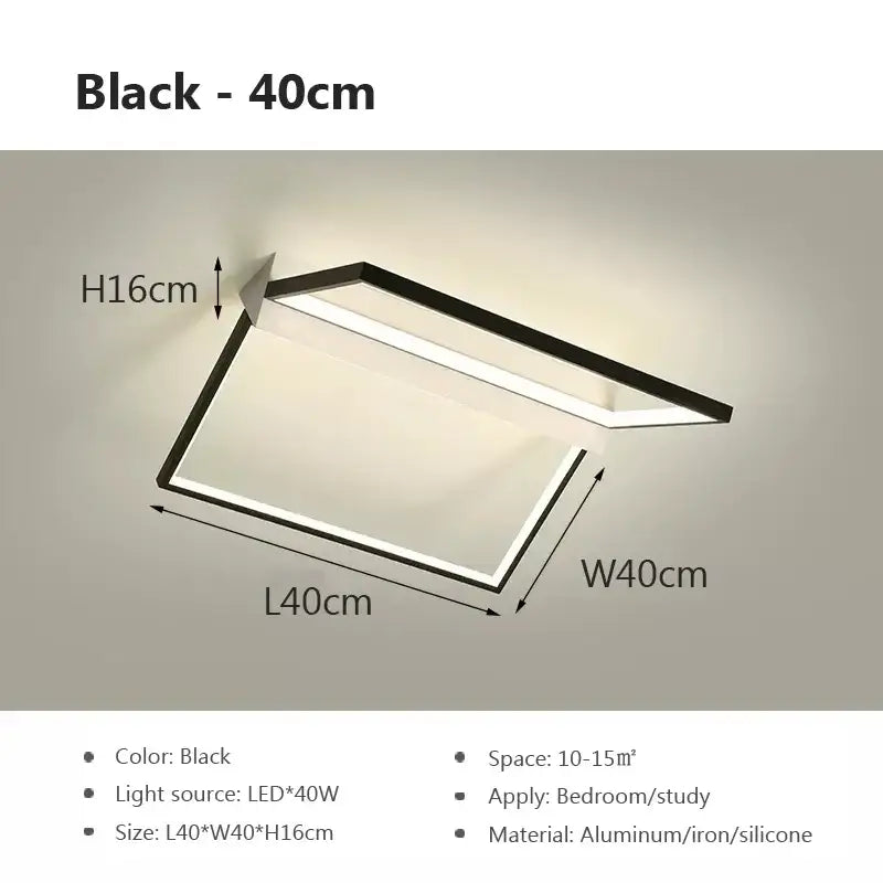 Black 40cm decorbites geometric led ceiling light with aluminum iron frame and silicone trim for modern living room illumination