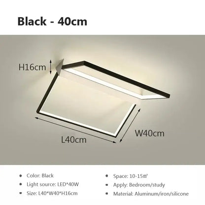 Black 40cm decorbites geometric led ceiling light with aluminum iron frame and silicone trim for modern living room illumination