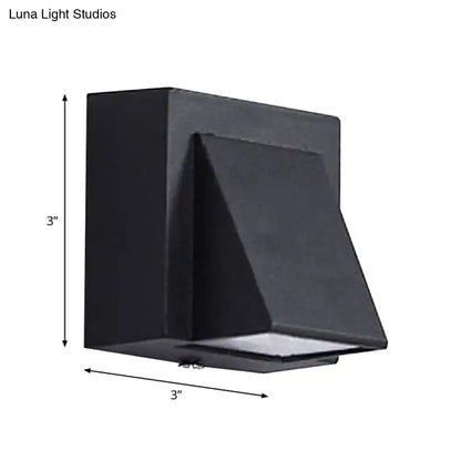 Modern black geometric led outdoor wall mount with matte finish and angular design 3 inch square outdoor wall sconce