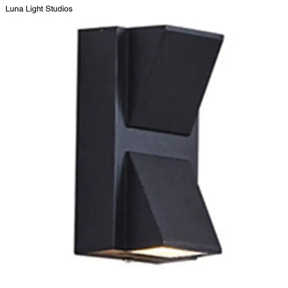 Modern black geometric led outdoor wall mount with dual light fixtures and angular design for patio lighting