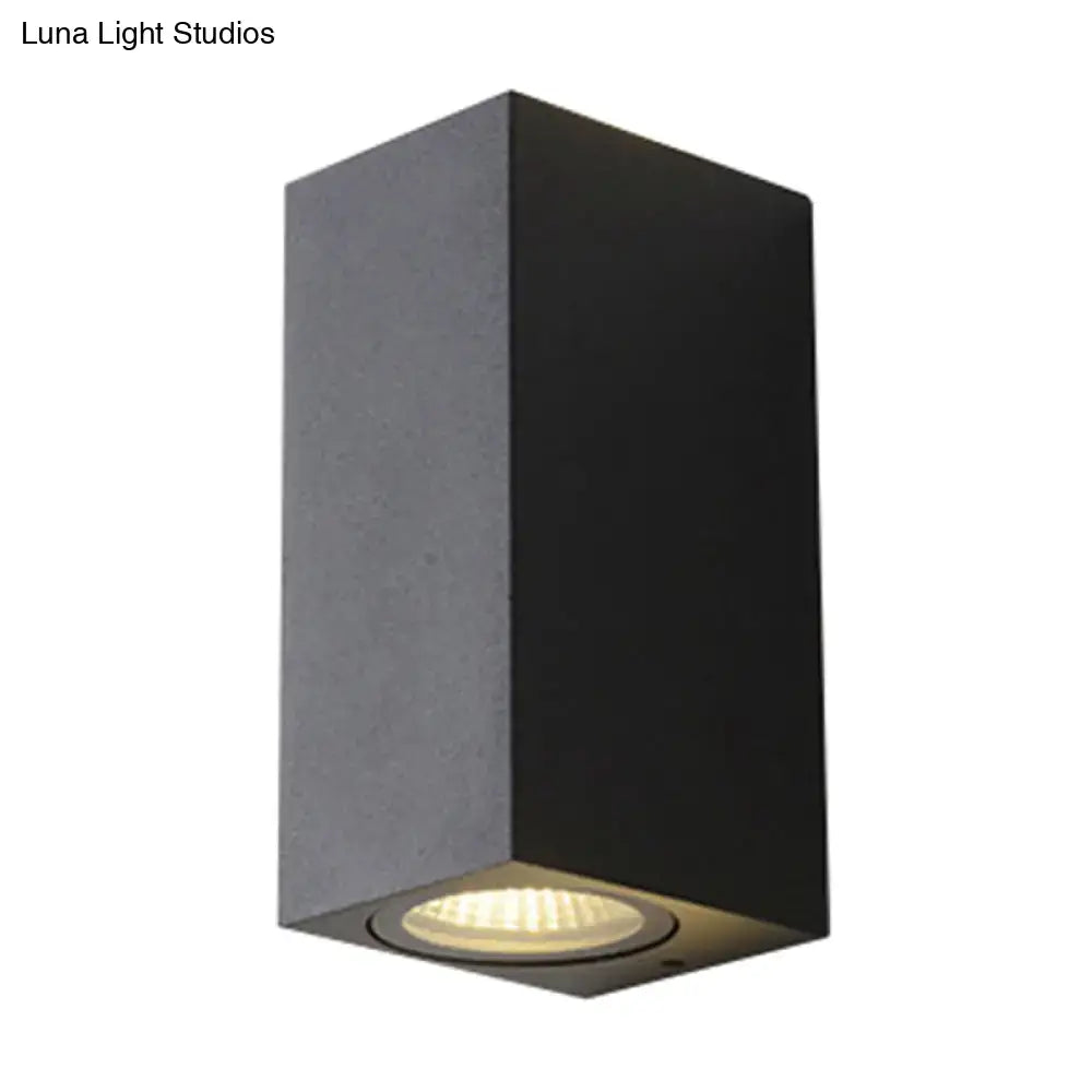 Modern black geometric led outdoor wall mount with matte finish and recessed led bulb for outdoor wall lighting
