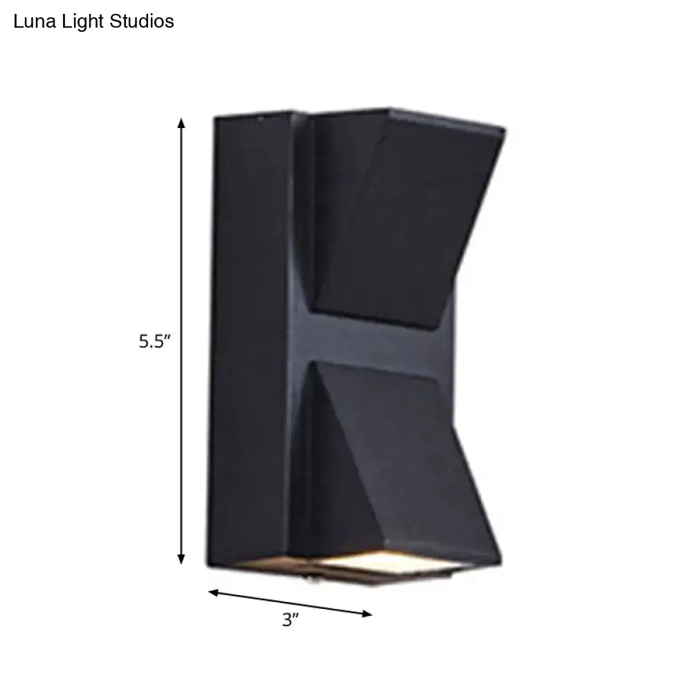 Modern black geometric led outdoor wall mount with matte finish and dual light sources for patio outdoor wall use