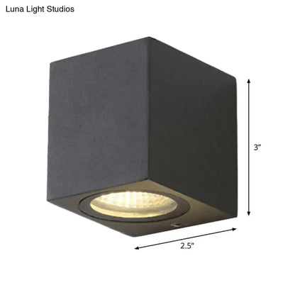 Modern black geometric led outdoor wall mount with recessed warm white led bulb for patio sconce lighting