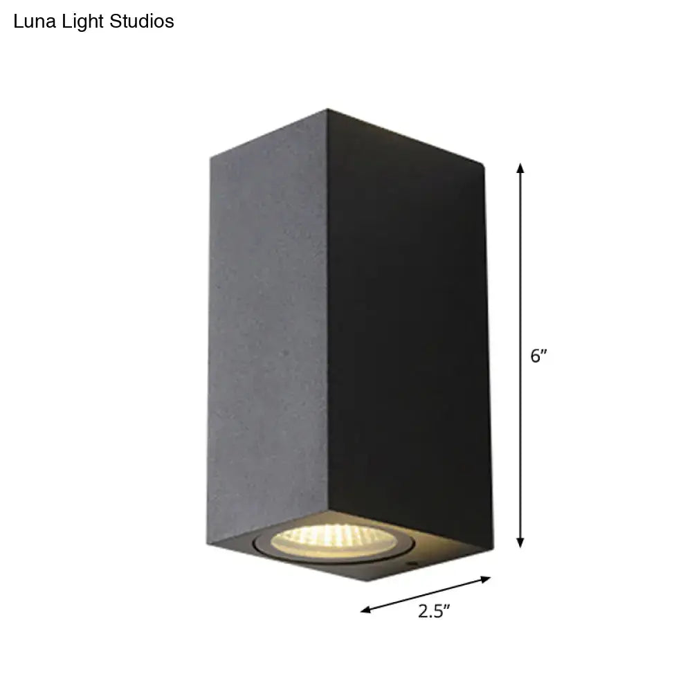 Modern black geometric led outdoor wall mount with matte finish and integrated led light for outdoor wall use