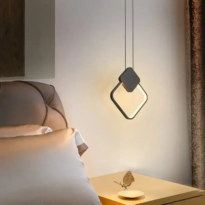 Modern black geometric led pendant light with sleek minimalist design for living room decorbites pendant lights