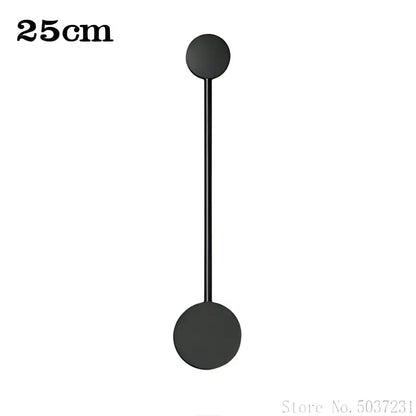 Modern black geometric led wall lamp with two circular ends and slender rod designed for living room decorbites wall lamp