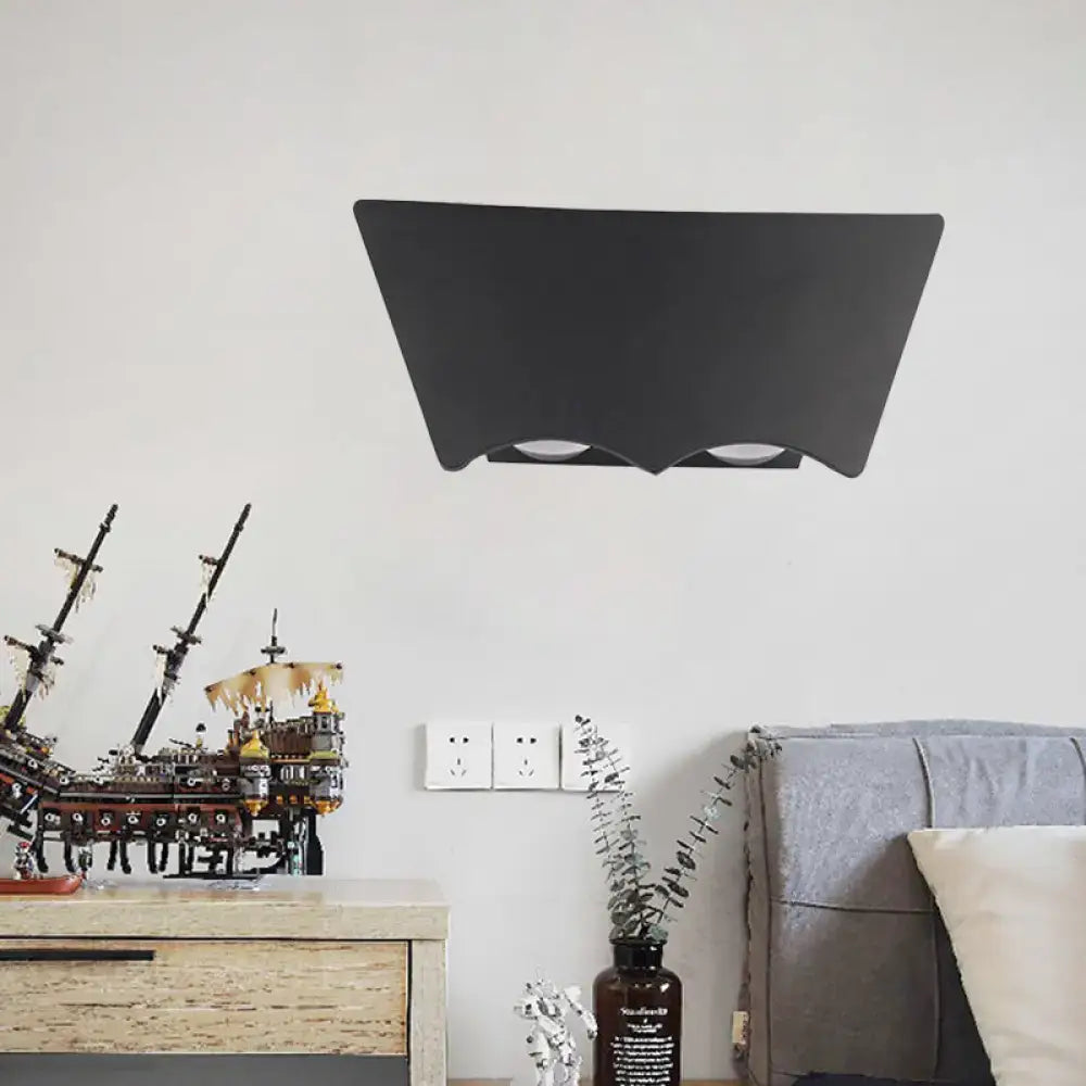 Modern black geometric wall sconce with matte finish and three recessed warm white lights for bedroom 220v-240v 110v-120v