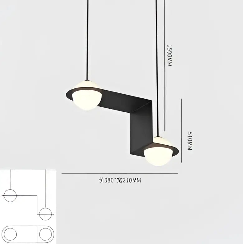 Modern black glass ball geometric chandelier kitchen pendant light with frosted glass shades and sleek metal arm decorbites glass ball